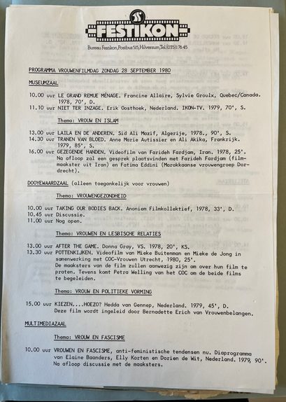 Het programma van de vrouwenfilmdag tijdens Festikon
